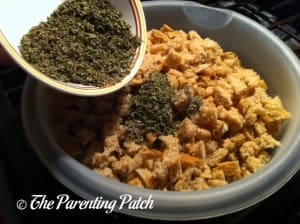 Seasoning the Bread Cubes