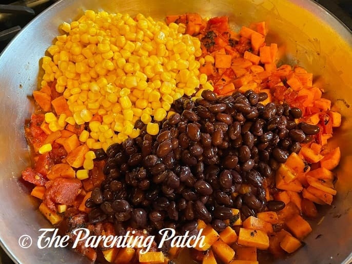 Corn and Beans for Cheesy Sweet Potato Black Bean Casserole